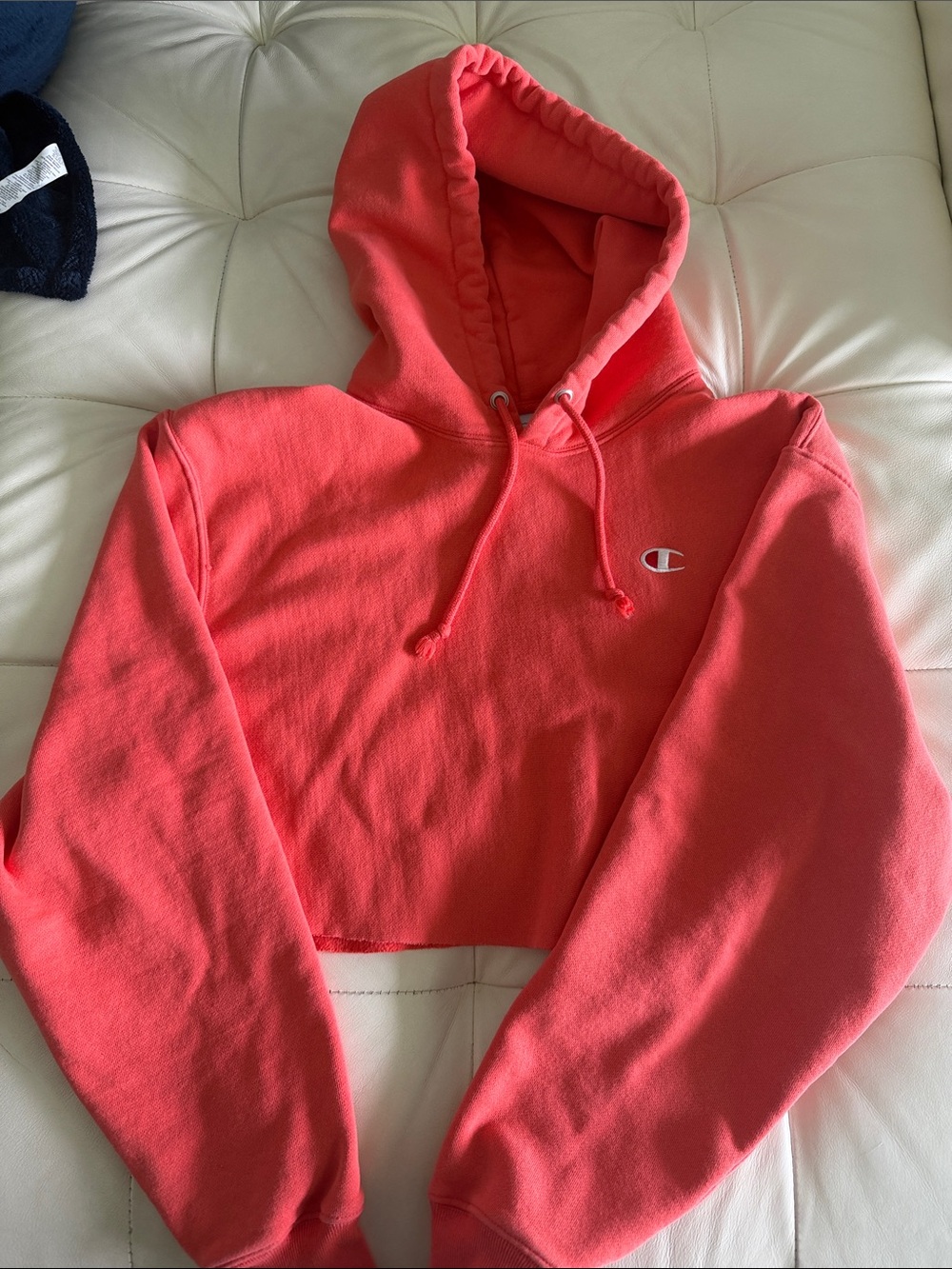 Champion Coral Pink Cropped Hoodie